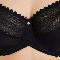 Soutien-Gorge Emboîtant Douce Noir – Grande Taille Microfibre Recyclée et Dentelle Festonnée -ROUGEGORGE 21072101 Z