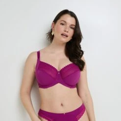 Soutien-gorge Emboîtant Douce Violet - Microfibre Recyclée et Dentelle Grande Taille