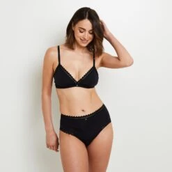 CULOTTE TAILLE HAUTE MICROFIBRE NOIR -ROUGEGORGE 21092501 D