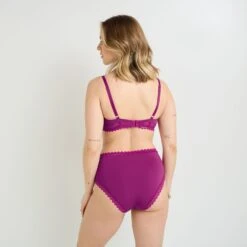 Culotte Haute DOUCE Violette en Microfibre Recyclée et Dentelle Festonnée -ROUGEGORGE 21092507 Z
