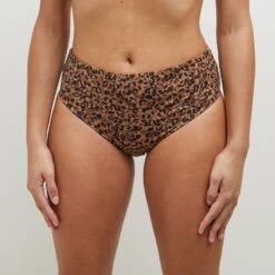 MAILLOT DE BAIN CULOTTE HAUTE MULTICO MARRON