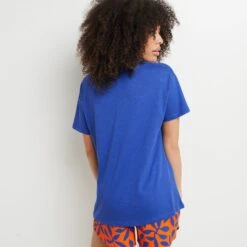 T-shirt Manches Courtes DUMMY Bleu Lavande – Broderie Ajourée et Style Provence -ROUGEGORGE 21132000 D