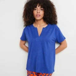 TSHIRT MANCHES COURTES BLEU