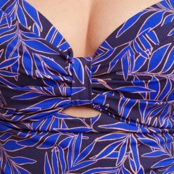 MOON Tankini Ampliforme Imprimé Tropical Bleu - Maillot de Bain Éco-responsable avec Anneau Central -ROUGEGORGE 21140600 Z