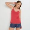 Top de Nuit Camille Corail - Débardeur en Viscose Ecovero et Dentelle Ajourée
