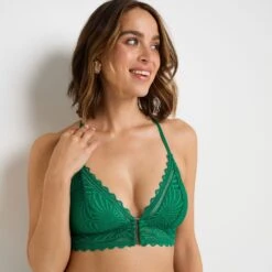 Soutien-gorge Fallon Vert Ampliforme Sans Armature – Dentelle Festive & Dos Graphique -ROUGEGORGE 21152201 D