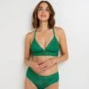 Soutien-gorge Fallon Vert Ampliforme Sans Armature – Dentelle Festive & Dos Graphique