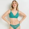 RougeGorge Vert Clair Dentelle - Soutien-Gorge Sans Armatures Ampliforme à Décolleté Festonné