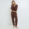 Pantalon Homewear Féérie en Tricot Marron – Tregging Confort à Taille Coulissante
