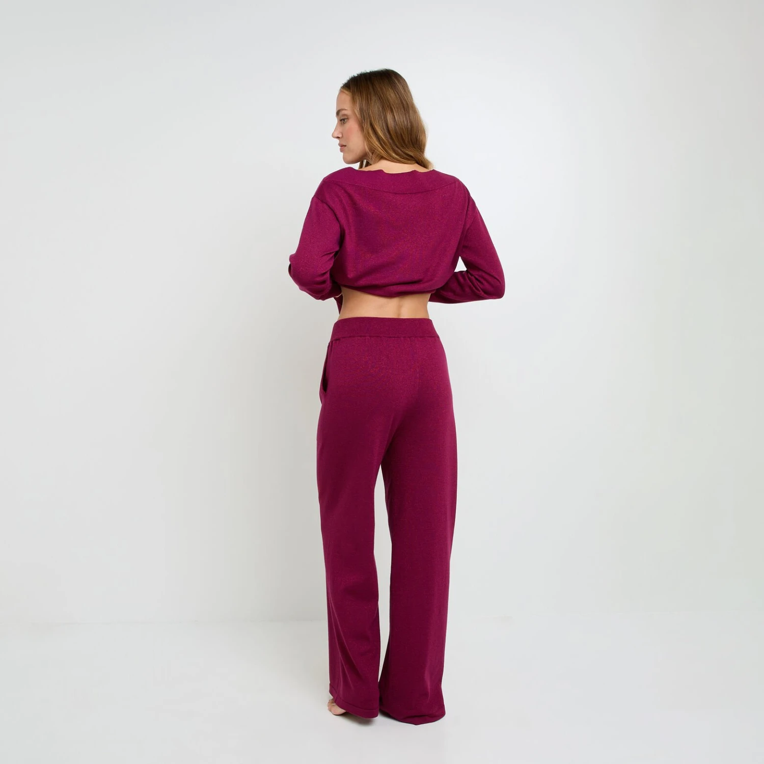 PANTALON AVEC LUREX BORDEAUX 3 PANTALON AVEC LUREX BORDEAUX – Image 3