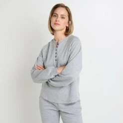 SWEAT MANCHES LONGUES GRIS CLAIR