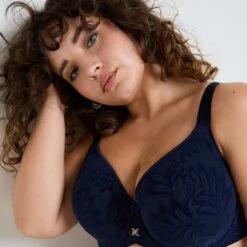 Soutien-Gorge Ampliforme Spacer Fantine Marine – Maintien Grande Taille et Tulle Floqué -ROUGEGORGE 21242001 Z