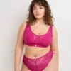 Soutien-Gorge Foulard Sans Armatures DONA + Fuchsia – Dentelle Florale et Maintien Grandes Tailles