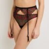 Porte-Jarretelles GALA Noir à Broderie Florale Multicolore - Lingerie Fine en Tulle