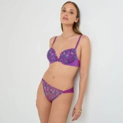 RougeGorge GALA Violet Multicolore – Broderie Florale Chatoyante Soutien-Gorge Push-Up Ampliforme