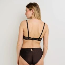 RougeGorge Gala Noir Multicolore – Soutien-Gorge Foulard Plongeant Broderie Florale -ROUGEGORGE 21245000 D