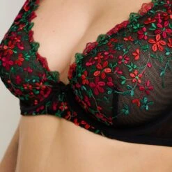 RougeGorge Gala Noir Multicolore – Soutien-Gorge Foulard Plongeant Broderie Florale -ROUGEGORGE 21245000 Z