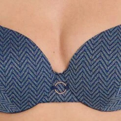 Maillot de Bain NINON Bleu Irisé – Haut de Bikini Ampliforme à Motifs Géométriques -ROUGEGORGE 21253100 Z