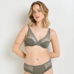 RougeGorge GAELLE Kaki Dentelle Florale – Soutien-Gorge Foulard Emboîtant