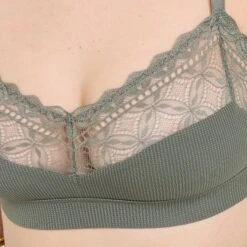 BRASSIERE SANS ARMATURE DENTELLE ET MICROFI KAKI -ROUGEGORGE 21258100 Z