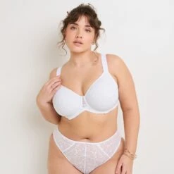 Soutien-gorge Ampliforme GABI+ Blanc – Dentelle Florale et Maintien Optimal Courbes Plus