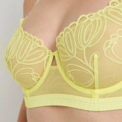 Soutien-Gorge Corbeille GRANY Jaune Vitaminé – Broderie Florale et Tulle Pigeonnant -ROUGEGORGE 21276400 Z