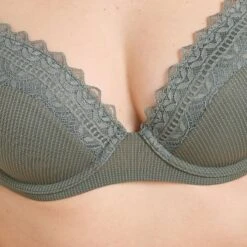 Soutien-Gorge Ampliforme Plongeant GAELLE Kaki - Dentelle Florale et Microfibre -ROUGEGORGE 21288200 Z
