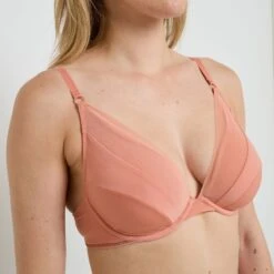 Soutien-gorge Ampliforme GINNY Rose Pétale – Plongeant en Microfibre et Tulle -ROUGEGORGE 21312800 Z
