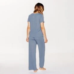 Pantalon de Pyjama Bleu HABY – Rayures Textures & Coupe Droite co-responsable -ROUGEGORGE 21318701 D