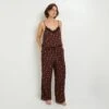 Pantalon de Pyjama 7/8 HAYA Marron Imprimé Panthère – Pantacourt Fluide en Viscose