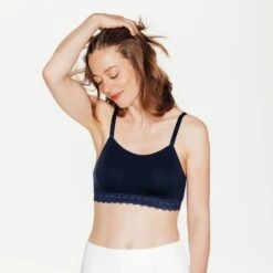 RougeGorge Candice Soutien-gorge Post-Opératoire Bleu – Sans Armatures avec Dentelle Festonnée