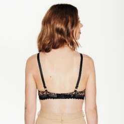 Soutien-gorge Post-Opératoire DOUCE Multico Noir – Dentelle Florale et Microfibre sans Armatures -ROUGEGORGE 21397100 D