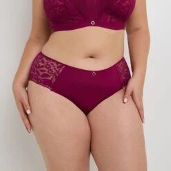SHORTY GRANDE TAILLE DENTELLE PRUNE