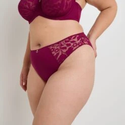 CULOTTE GRANDE TAILLE DENTELLE PRUNE
