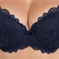 RougeGorge DENTELLE Marine Dentelle Festonnée – Logo Doré Soutien-Gorge Ampliforme -ROUGEGORGE 21454000 Z