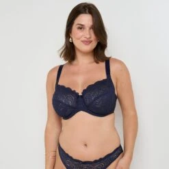 RougeGorge DENTELLE Soutien-gorge Emboîtant Marine – Dentelle Festonnée Maintien Parfait