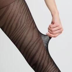 Collants Fantaisie MARGUERITE Noirs à Motifs Zébrés – 60 Deniers Style Sauvage -ROUGEGORGE 21461000 D