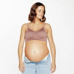 Brassière Maternité HONESTY Caramel Brillant – Microfibre Côtelée Sans Armatures & Allaitement