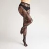 Collant Résille Dentelle Florale CANCAN Noir 30 Deniers - Made in Italy