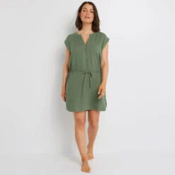 TUNIQUE GAZE DE COTON KAKI