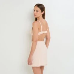 Jupon Invisible Microfibre Recyclée Naturel – Fond de Robe Court avec Dentelle -ROUGEGORGE 43184100 D