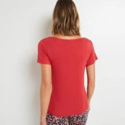 Syara Rose – T-Shirt de Pyjama Col V avec Dentelle pour Femme -ROUGEGORGE 43186803 D