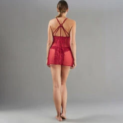 Nuisette Appolon Bordeaux en Dentelle Florale – Lingerie Fine Sensuelle Rose Coupe Courte -ROUGEGORGE 43190000 D