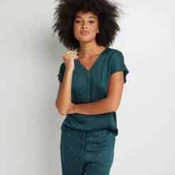 TEE SHIRT MANCHES COURTES VISCOSE VERT