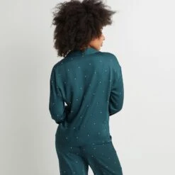 CHEMISE DE PYJAMA VISCOSE VERT -ROUGEGORGE 43193301 D