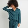Chemise de Pyjama Arome en Viscose Ecovero Vert - Haut de Nuit Chic à Manches Longues