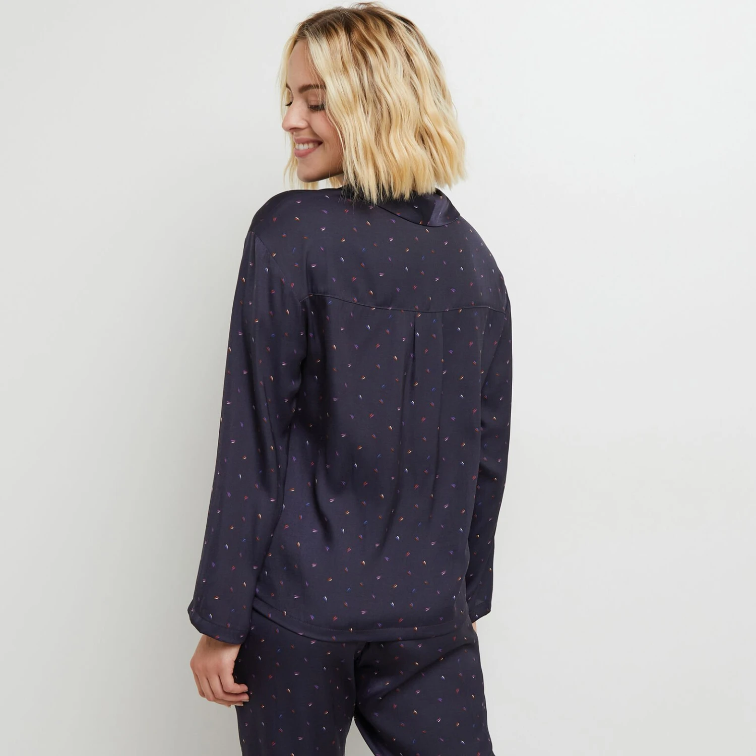 VESTE PYJAMA SATIN MULTICO BLEU 4 VESTE PYJAMA SATIN MULTICO BLEU – Image 4