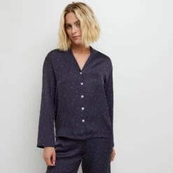 VESTE PYJAMA SATIN MULTICO BLEU