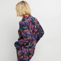 VESTE PYJAMA SATIN MULTICO VIOLET 8 VESTE PYJAMA SATIN MULTICO VIOLET -ROUGEGORGE 43196401 D