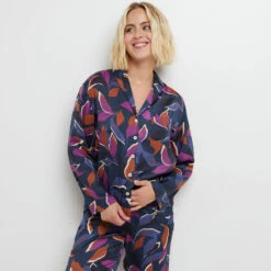 VESTE PYJAMA SATIN MULTICO VIOLET